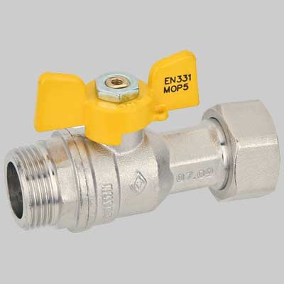 VALVOLA SFERA GAS M/F DADO GIREVOLE FARFALLA ALLUMINIO