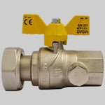 VALVOLA GAS A SFERA F/F CON PRESA PRESSIONE DADO GIREVOLE FARFALLA ALLUMINIO