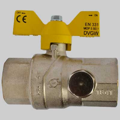 VALVOLA SFERA GAS F/F CON DUE PRESE PRESSIONE FARFALLA ALLUMINIO