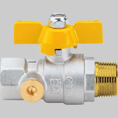 VALVOLA SFERA GAS M/F CON DUE PRESE PRESSIONE FARFALLA ALLUMINIO