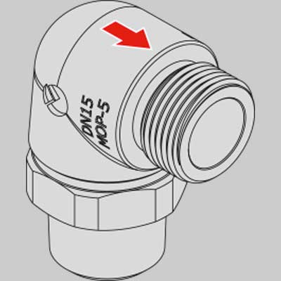 RACCODO FIREBAG 90° M/M AD ATTIVAZIONE TERMICA PER IMPIANTI GAS TECO