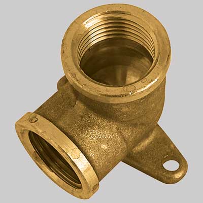 GOMITO CON FLANGIA F/F OTTONE GIALLO