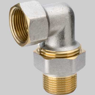 RACCORDO CURVO NICHELATO IN TRE PEZZI F/M