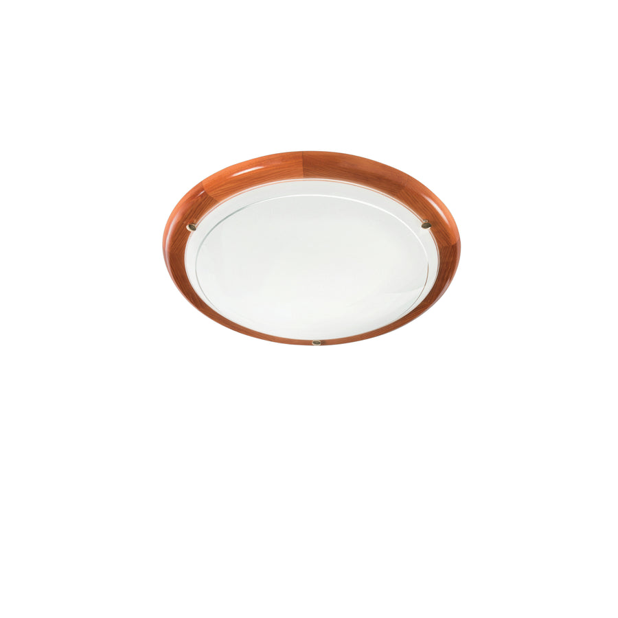 PLAFONIERA 1010 BIANCA CON LEGNO 2XE27 40X40X9,5CM