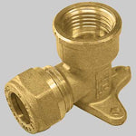 RACCORDO CURVO FEMMINA CON FLANGIA CON OGIVA OTTONE