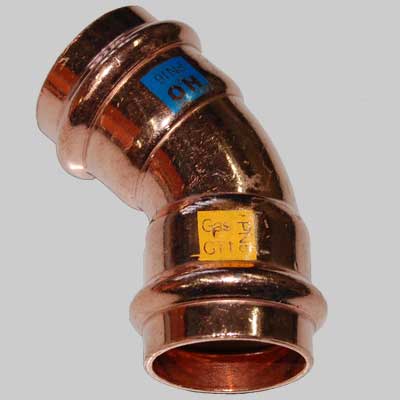 CURVA RAME A PRESSARE 45° FEMMINA/FEMMINA