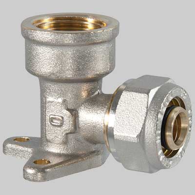 Raccordo a compressione curvo Femmina con flangia