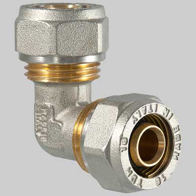 Raccordo a compressione curvo doppio