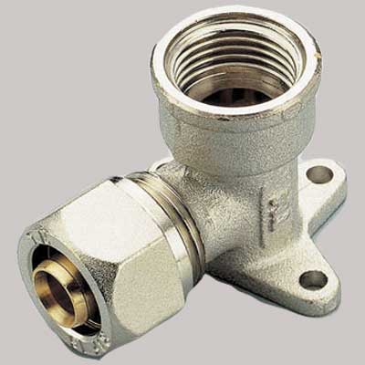 RACCORDO A COMPRESSIONE CURVO FEMMINA CON FLANGIA TIEMME