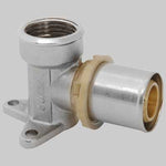 RACCORDO CURVO FEMMINA CON FLANGIA A PRESSARE