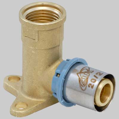 RACCORDO A GOMITO FEMMINA CON FLANGIA DELT ALL