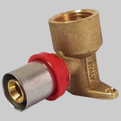 RACCORDO CURVO FEMMINA CON FLANGIA H=40 A PRESSARE TIEMME 09662