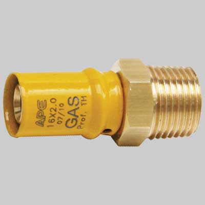 RACCORDO A PRESSARE DIRITTO MASCHIO PER GAS