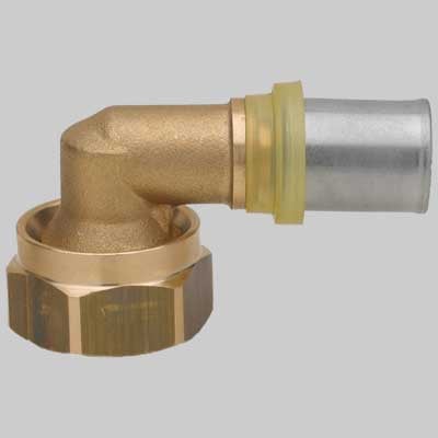 RACCORDO A PRESSARE CURVO DUE PEZZI SEDE PIANA PER GAS