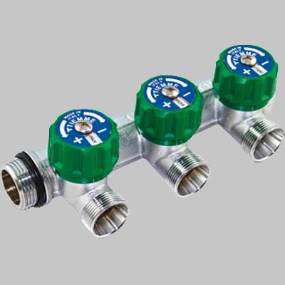 COLLETTORE CON RUBINETTI D'ARRESTO MAXIMA CORNER