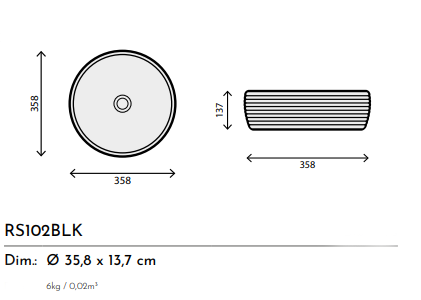LAVABO CERAMICA RS78345BLK NERO