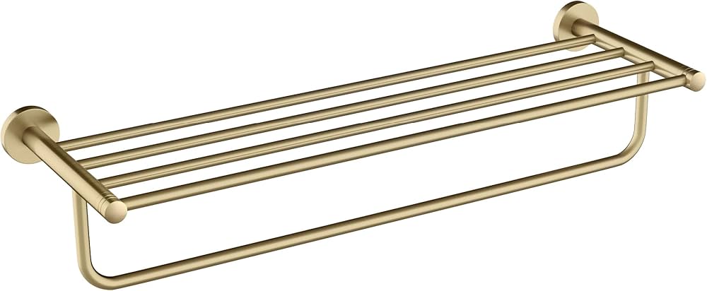 PORTA ASCIUGAMANI ORO CON RIPIANO