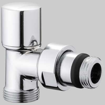 COPPIA VALVOLA E DETENTORE AIDA TERMOSTATICA A SQUADRA CROMO - 1/2 - 24 x 1.5