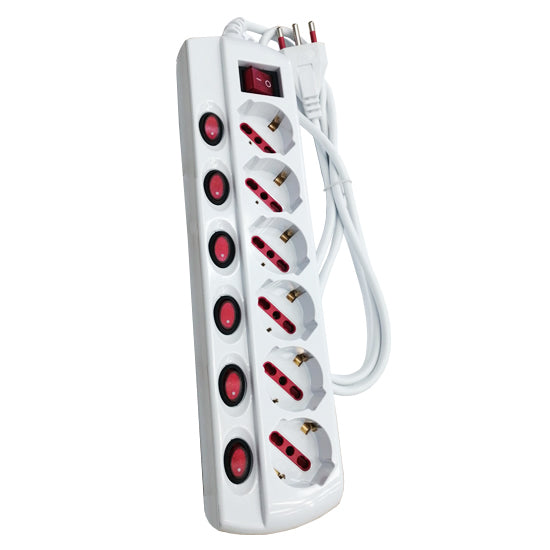 MULTIPRESA 5 USCITE SCHUKO P40 +INT. INDIPENDENTI BCO