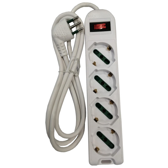 MULTIPRESA SPINA 10A-4 USCITE SCHUKO P40 BCO C/INT DA SOVRACCARICO