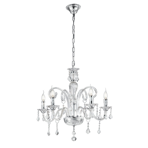 LAMPADARIO CRISTALLO TRASPARENTE 5XE14 66X135CM