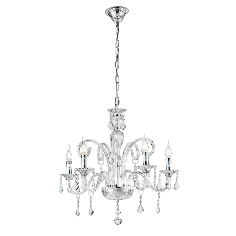 LAMPADARIO CRISTALLO TRASPARENTE 5XE14 66X135CM