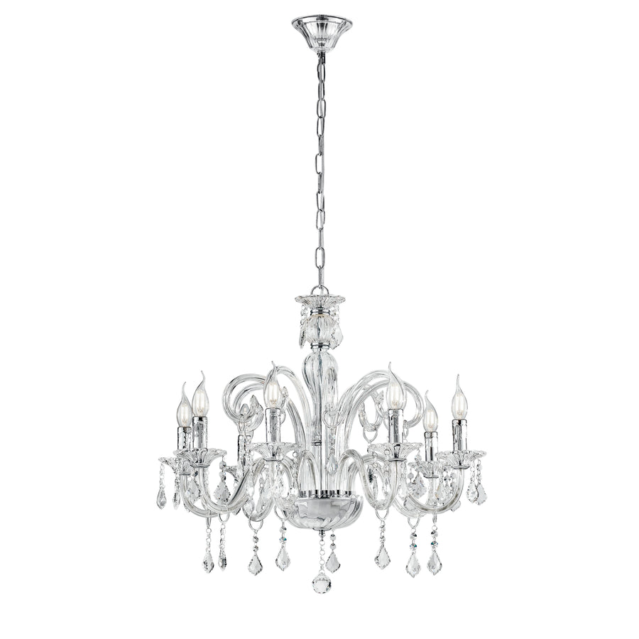 LAMPADARIO CRISTALLO TRASPARENTE 8XE14 70X135CM