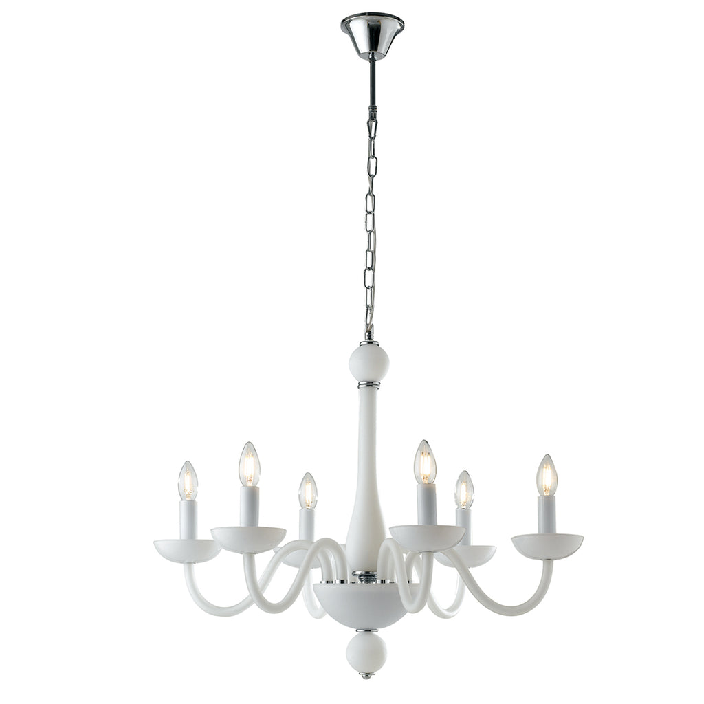 LAMPADARIO ALFIERE BIANCO/CROMO 6XE14 74X178CM