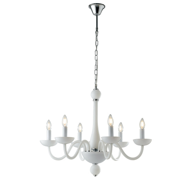LAMPADARIO ALFIERE BIANCO/CROMO 6XE14 74X178CM