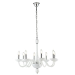 LAMPADARIO ALFIERE BIANCO/CROMO 8XE14 74X178CM