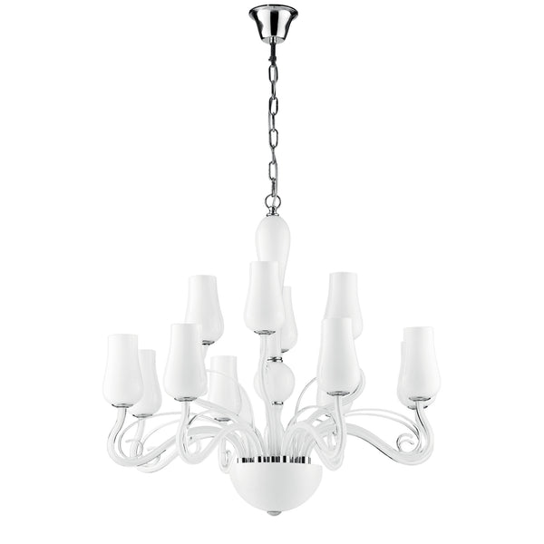 LAMPADARIO ANGEL BIANCO/CROMO 12XE14 80X140CM