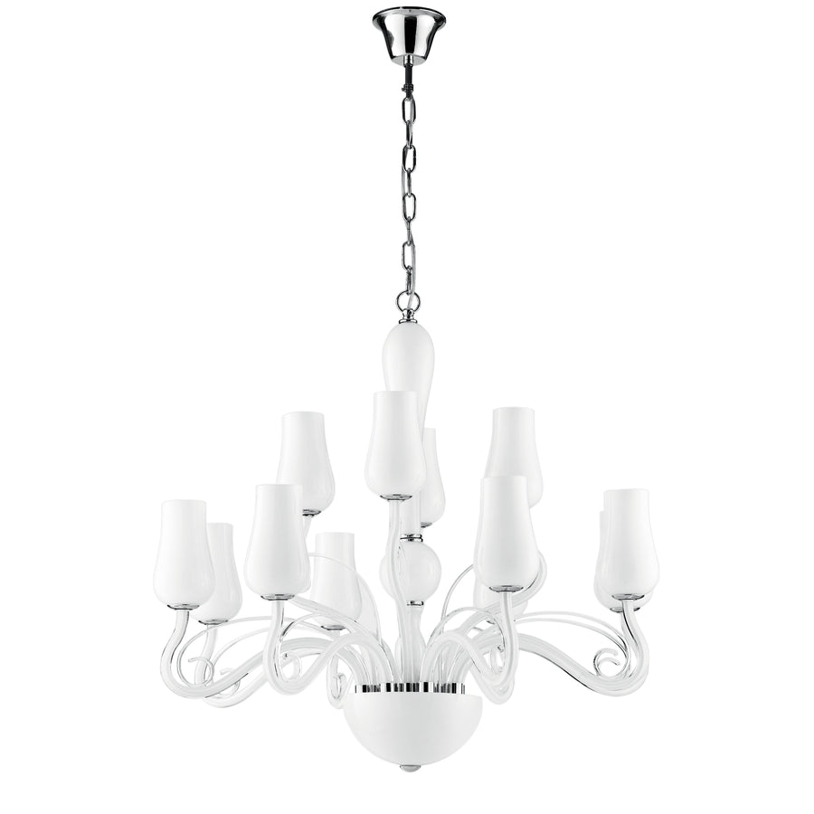 LAMPADARIO ANGEL BIANCO/CROMO 12XE14 80X140CM