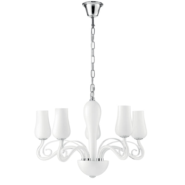 LAMPADARIO ANGEL BIANCO/CROMO 5XE14 64X120CM