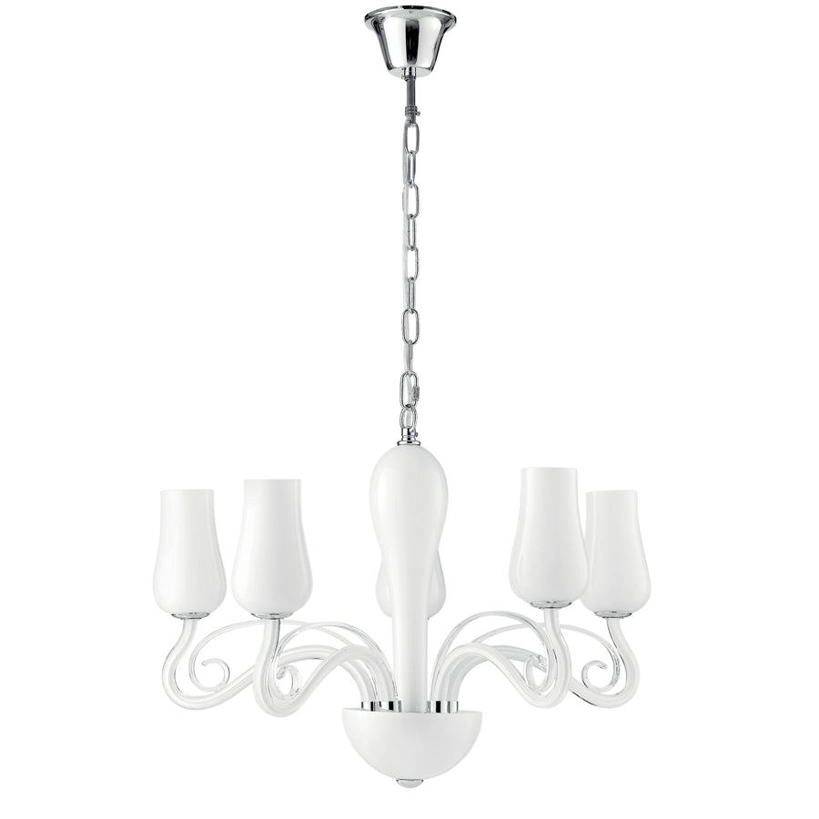 LAMPADARIO ANGEL BIANCO/CROMO 5XE14 64X120CM