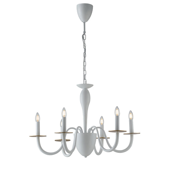 LAMPADARIO ARMSTRONG BIANCO/ORO 6XE14 78X150CM