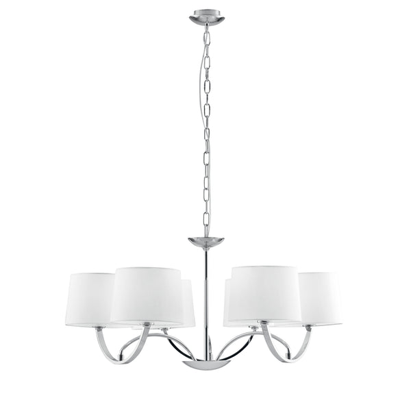 LAMPADARIO ASTORIA CROMO/BIANCO 6XE27 82X120CM