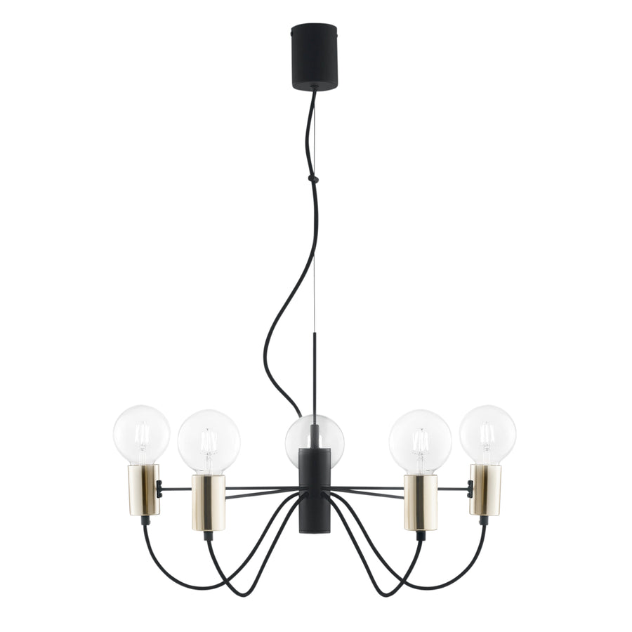 SOSPENSIONE AXON NERA/ORO 5XE27 60X7,5X143CM