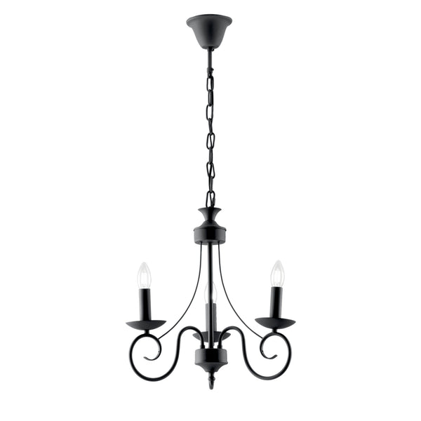 LAMPADARIO BEATRICE ANTRACITE 3XE14 37X120CM