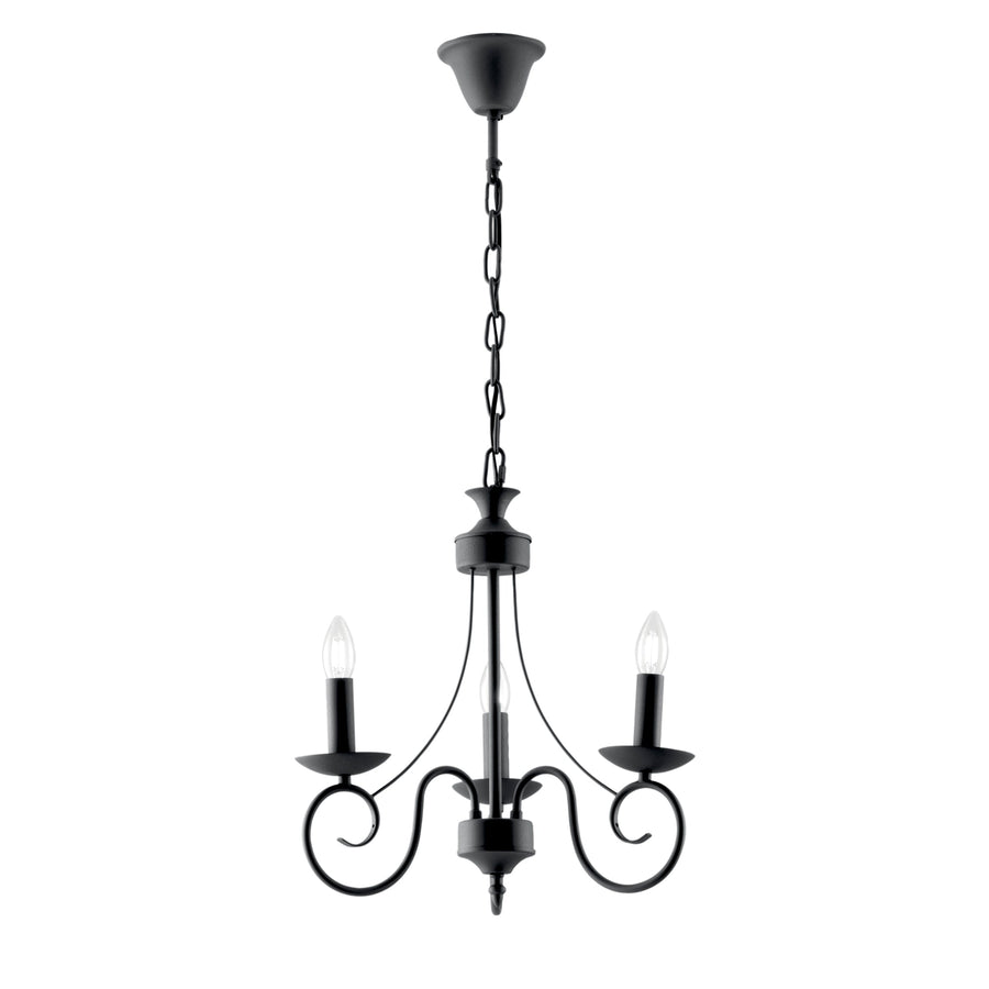 LAMPADARIO BEATRICE ANTRACITE 3XE14 37X120CM