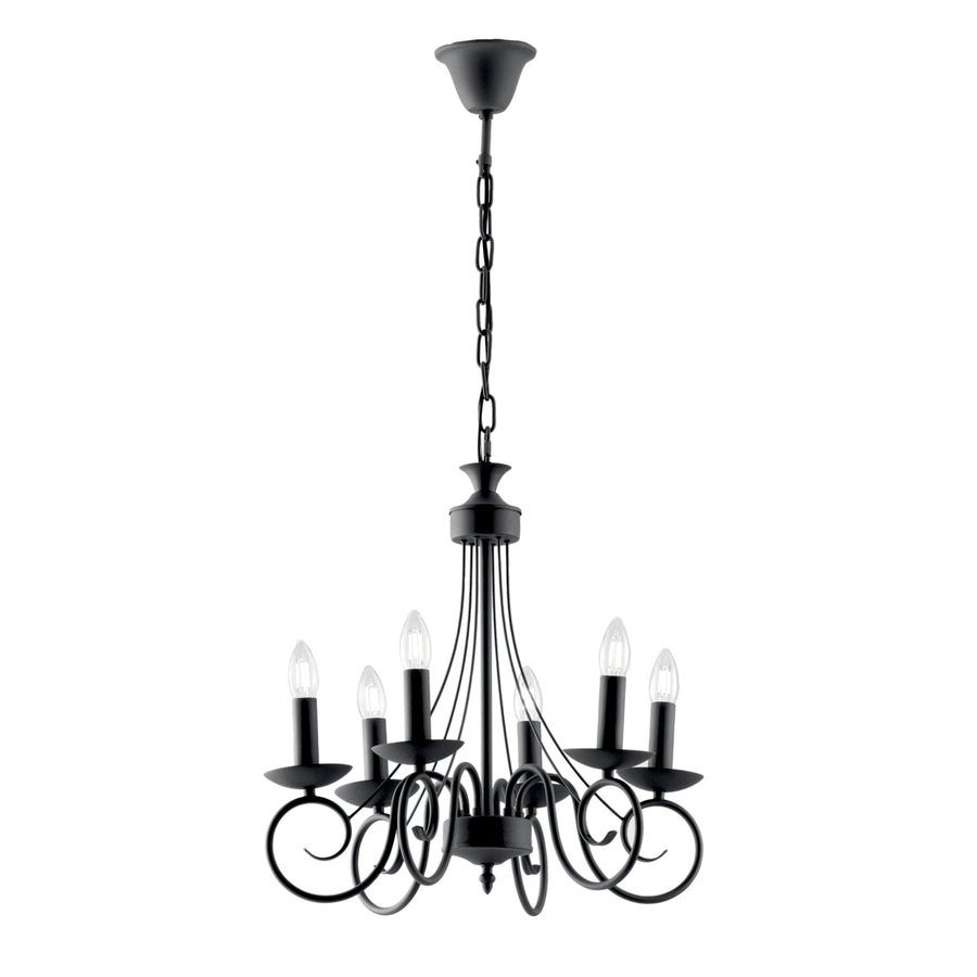 LAMPADARIO BEATRICE ANTRACITE 6XE14 50X120CM