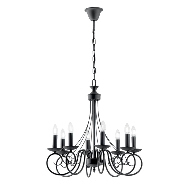 LAMPADARIO BEATRICE ANTRACITE 8XE14 63X120CM