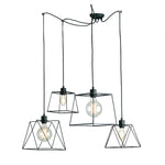 SOSPENSIONE BROOKLYN POLIGONALE NERA 4XE27 250CM