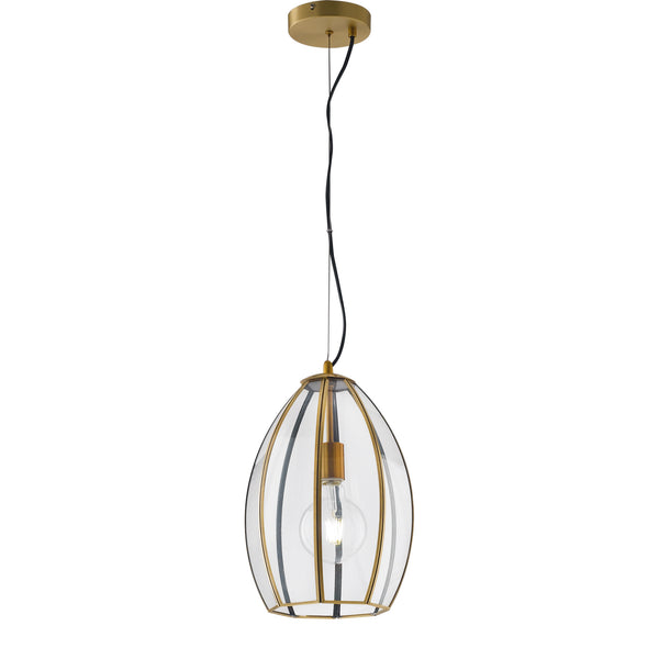 SOSPENSIONE CHESTER RASPARENTE/OTTONE 1XE27 23X23X130CM