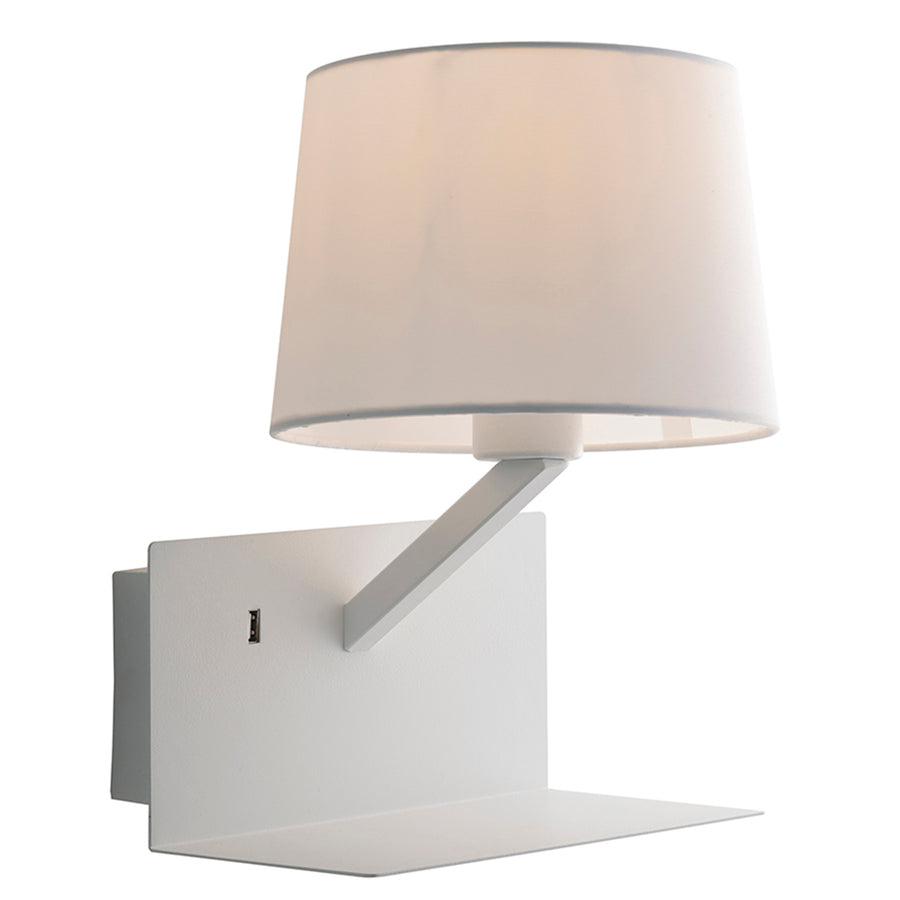 APPLIQUE CIAK BIANCA CON USB 2A USB 2A 1XE27 23X22,5X31CM