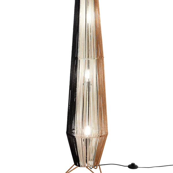 LUME COCONUT NERO+BIANCO+MARRONE IN METALLO 3XE27 40W LAMP SIZE D25xH110CM STRUTTURA D25XH120CM