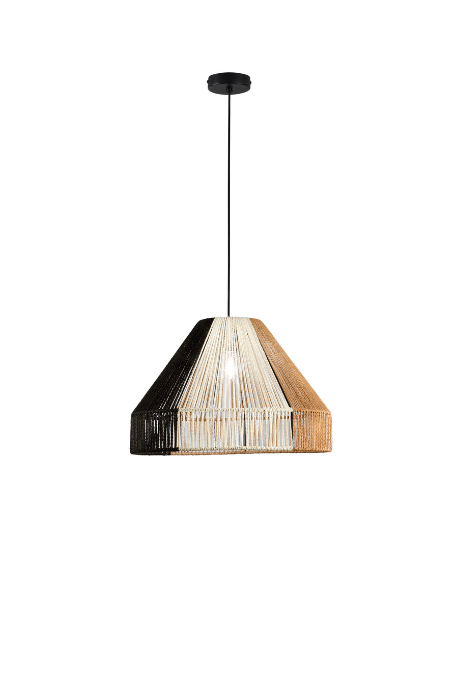 SOSPENSIONE COCONUT NERO+MARRONE+BIANCO IN METALLO 1XE27 40W LAMP SIZE Dia45xH30CM STRUTTURA 45x45x220CM