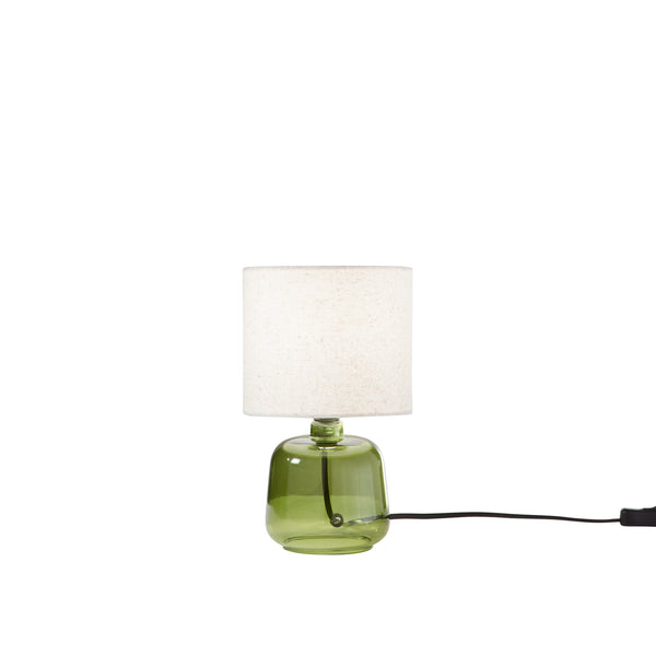 LUME EMERALD VERDE IN VETRO CON PARALUME IN TESSUTO 1XE14 STRUTTURA D15X25CM PARALUME D15X16CM