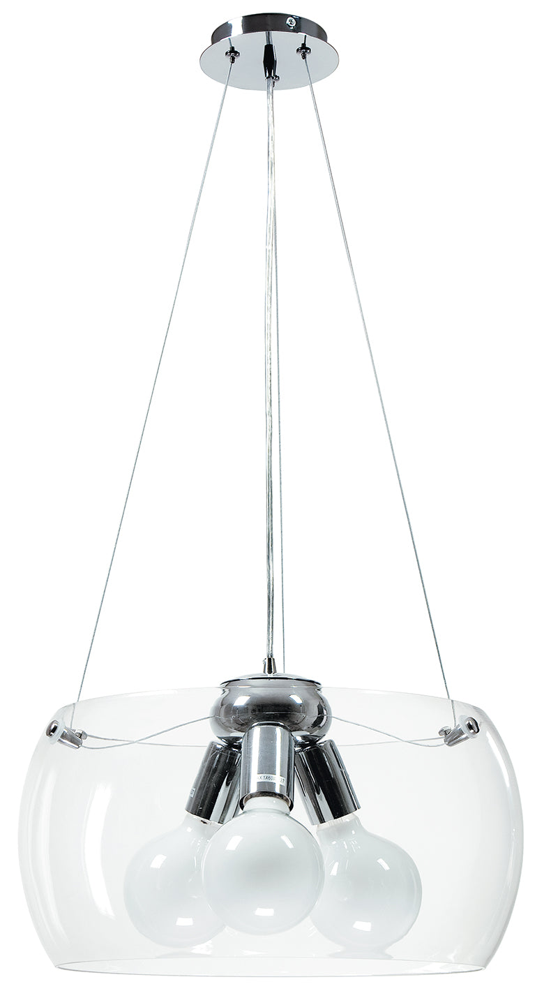 SOSPENSIONE EQUATORE TRASPARENTE 3XE27 40X40X120CM