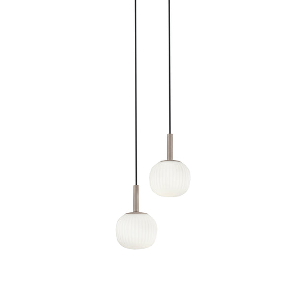 SOSPENSIONE ERIS BIANCO E MARRONE IN ALLUMINIO+VETRO 2XE14 26X15X150CM