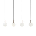 SOSPENSIONE ERIS BIANCO E MARRONE QUATTRO PENDENTI IN ALLUMINIO+VETRO 4XE14 114X16X150CM